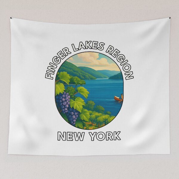 Item preview, Finger Lakes New York Travel Poster – Scenic Lakes, Vineyards & Waterfalls designed and sold by inkNext.