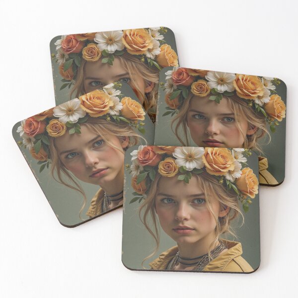 Item preview, Vintage Poster with Girl with flowers in her hair designed and sold by KALEIDOSCOPE UK.