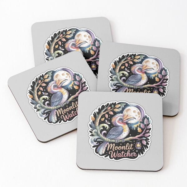 Item preview, Moonlit Hornbill in Enchanted Autumn Forest Night Sticker designed and sold by Nuist25.