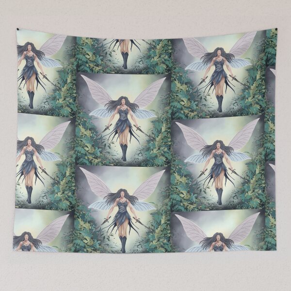 Item preview, woman, warrior, fairy, power, wings, fantasy, swords, plants, night, fairy tale, fairy warrior, fantasy designed and sold by Tetiana Pohurska.
