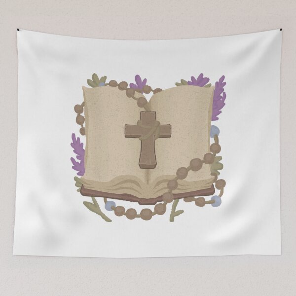 Item preview, Bible with Rosary and Flowers  designed and sold by TrueVineArt.