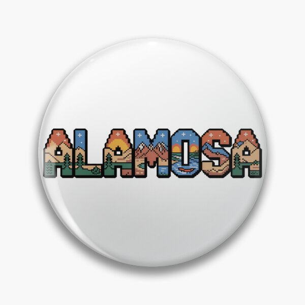 Item preview, Alamosa Pixel Art Typography – Scenic 8-Bit Letters with Mountains, Pines & Sunset designed and sold by CircinusStore.
