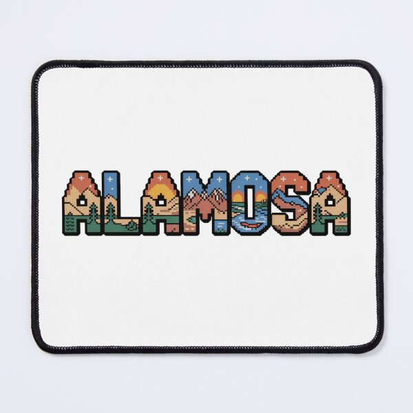 Item preview, Alamosa Pixel Art Typography – Scenic 8-Bit Letters with Mountains, Pines & Sunset designed and sold by CircinusStore.