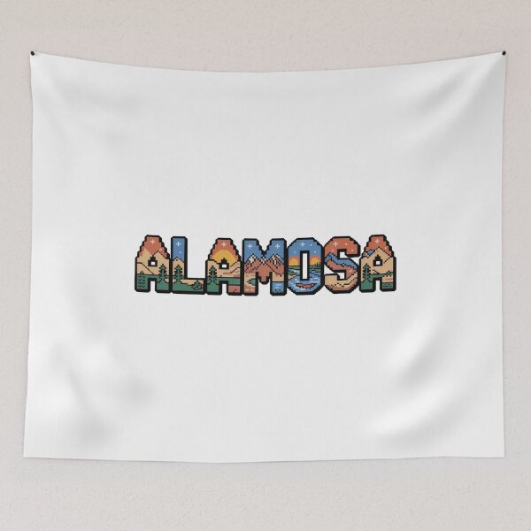 Item preview, Alamosa Pixel Art Typography – Scenic 8-Bit Letters with Mountains, Pines & Sunset designed and sold by CircinusStore.