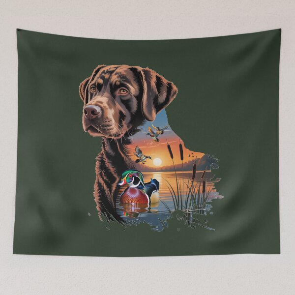 Item preview, Chocolate Labrador and Wood Duck Sunrise designed and sold by LifeCrush.
