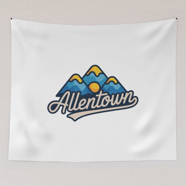 Item preview, Allentown Mountain Sunset Logo – Bold Retro Nature Design with Script Font designed and sold by CircinusStore.