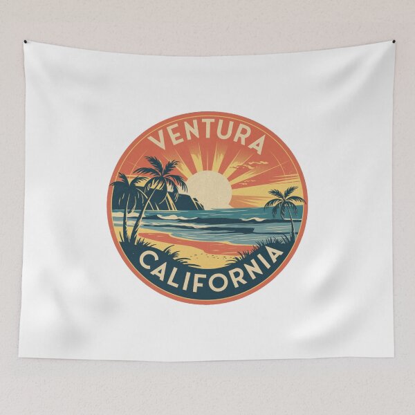 Item preview, Ventura California Retro Sunset Design – Vintage Beach Art with Palm Trees & Ocean View designed and sold by CircinusStore.