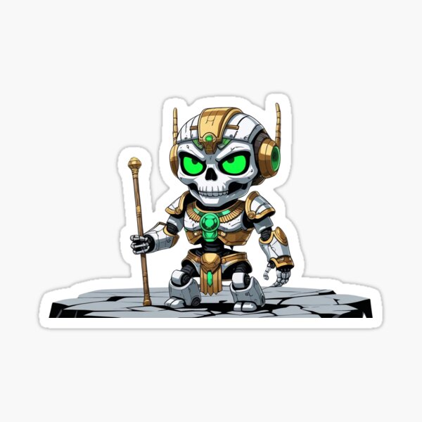 Item preview, Chibi Robot Pharaoh | Glowing Green Mech Skeleton designed and sold by ServoStudios.