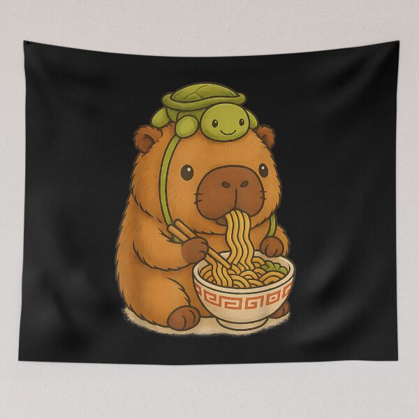 Item preview, Cute Capybara and Turtle Backpack Ramen Kawaii Capibara Girl  designed and sold by BASKF.
