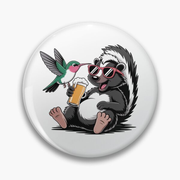 Item preview, Funny Hummingbird and Skunk Drinking Beer – Animal Party T-Shirt designed and sold by KostekArtShop.