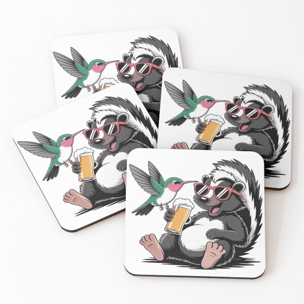 Item preview, Funny Hummingbird and Skunk Drinking Beer – Animal Party T-Shirt designed and sold by KostekArtShop.