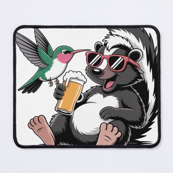 Item preview, Funny Hummingbird and Skunk Drinking Beer – Animal Party T-Shirt designed and sold by KostekArtShop.