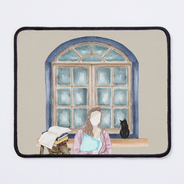 Item preview, Study Window with Cat – Cozy Watercolor Illustration designed and sold by Softglow-Studio.
