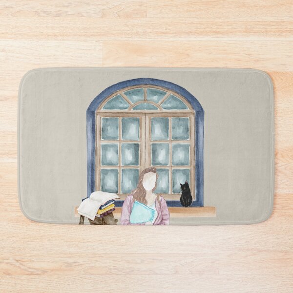 Item preview, Study Window with Cat – Cozy Watercolor Illustration designed and sold by Softglow-Studio.