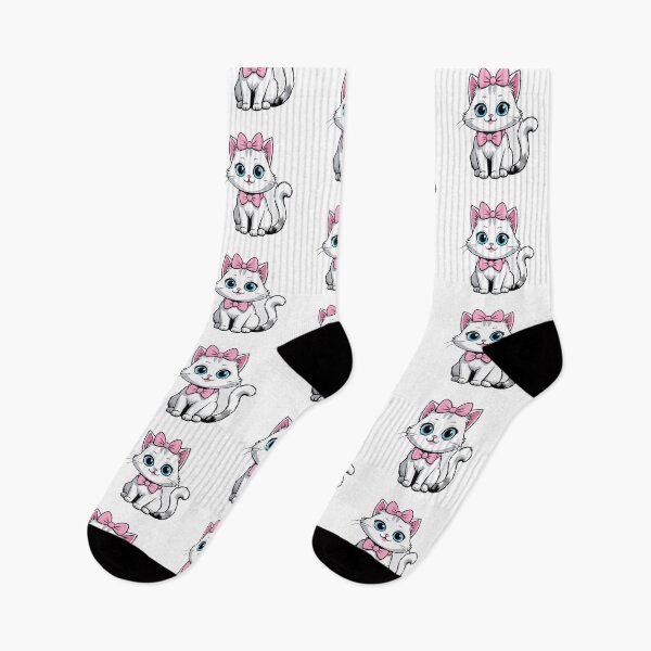 Item preview, cute vintage cheerful white cat with a pink ribbon,aesthetic cat art,vintage kitten,Cat Lover,retro kitten art,vintage kittens wearing bows designed and sold by Expressions-Sel.
