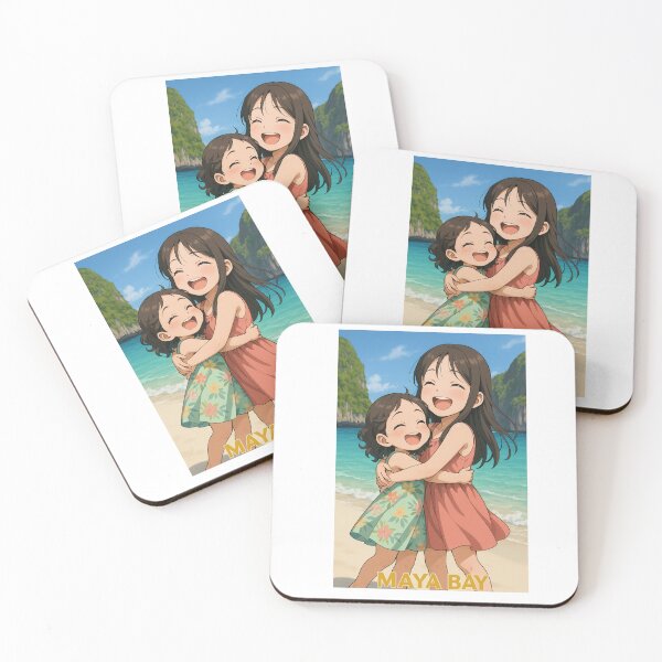 Item preview, Maya Bay Thailand – Cute Sisters Hugging on the Beach designed and sold by konthai.familyart.