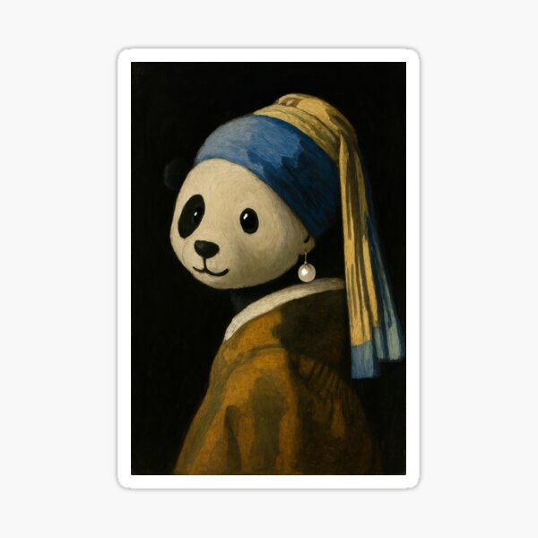 Item preview, Panda with a Pearl Earring designed and sold by Pandhalla.