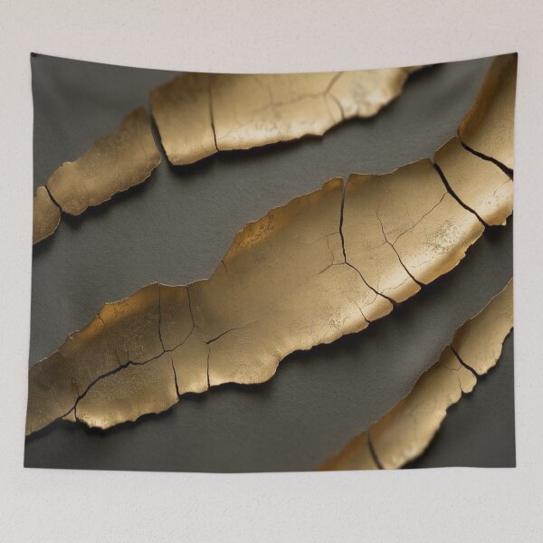 Item preview, Lifestyle Hub: Cracked Gold Leaf Pattern - Vintage Distressed Patina On Matte Black designed and sold by M&M Lifestyle Hub.