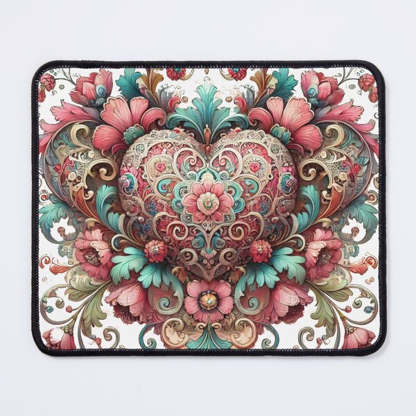 Item preview, Valentines Day heart decorated with detailed flowers and leaves. designed and sold by freackly.