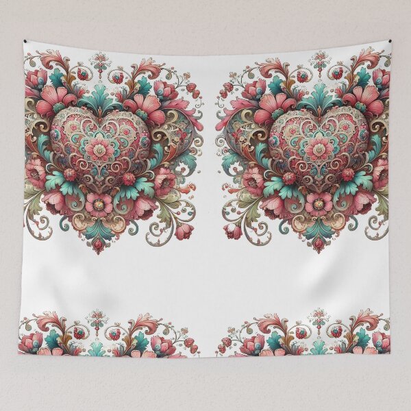 Item preview, Valentines Day heart decorated with detailed flowers and leaves. designed and sold by freackly.