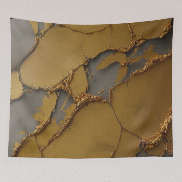 Item preview, Lifestyle Hub: Cracked Gold Leaf Pattern - Vintage Distressed Patina On Matte Black designed and sold by M&M Lifestyle Hub.