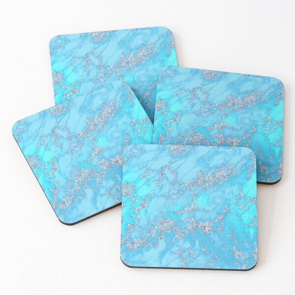 Item preview, Azure Blue Faux Marble With Silver-Colored Veins designed and sold by DEC02.