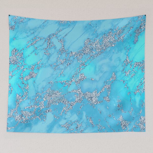 Item preview, Azure Blue Faux Marble With Silver-Colored Veins designed and sold by DEC02.