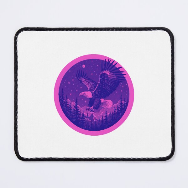 Item preview, Majestic Bald Eagle in Neon Wilderness Nightscape designed and sold by e-camelleone.