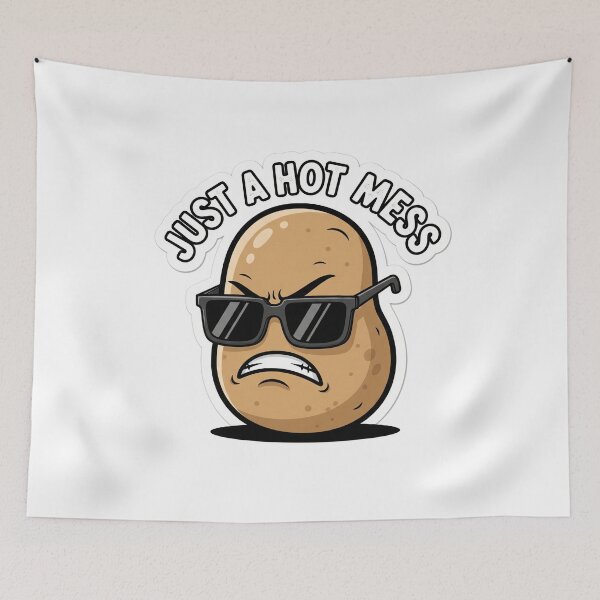 Item preview, Just a Hot Mess – Funny Potato Cartoon Sticker designed and sold by 001Haiba.