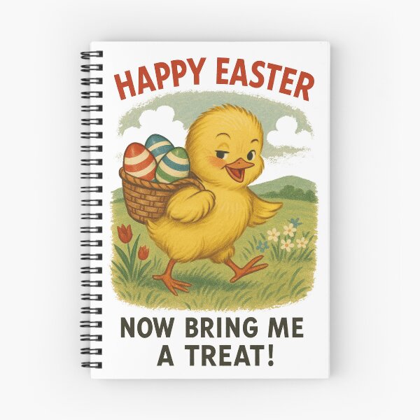 Item preview, Vintage Easter Chick "Happy Easter Now Bring Me A Treat" - Retro Holiday Card designed and sold by freackly.