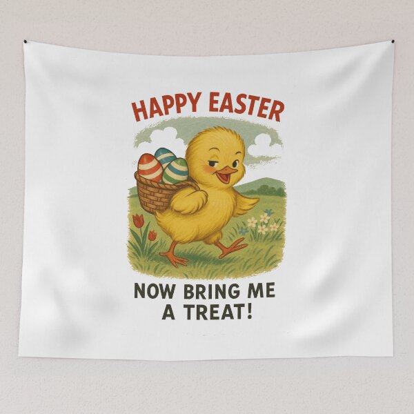 Item preview,  Vintage Easter Chick "Happy Easter Now Bring Me A Treat" - Retro Holiday Card designed and sold by freackly.