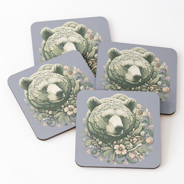 Item preview, Ornate Grizzly Bear with Floral Art designed and sold by BirdsnStuff.