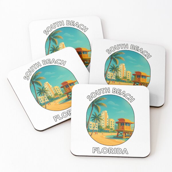 Item preview, Miami South Beach Art Deco Skyline – Tropical Travel Poster designed and sold by inkNext.