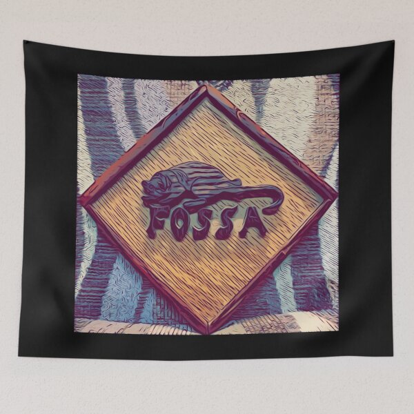 Item preview, Madagascan Fossa Intarsia with Chair Background Red Letters designed and sold by Jonathan's Nature Crafts.