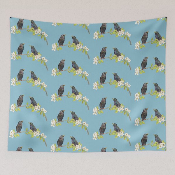 Item preview, Starlings in Spring Illustration designed and sold by Julia Doria.