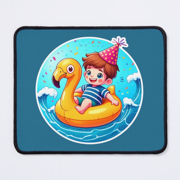 Item preview, Cute Boy Floating on Flamingo Float designed and sold by PrintBreeze.