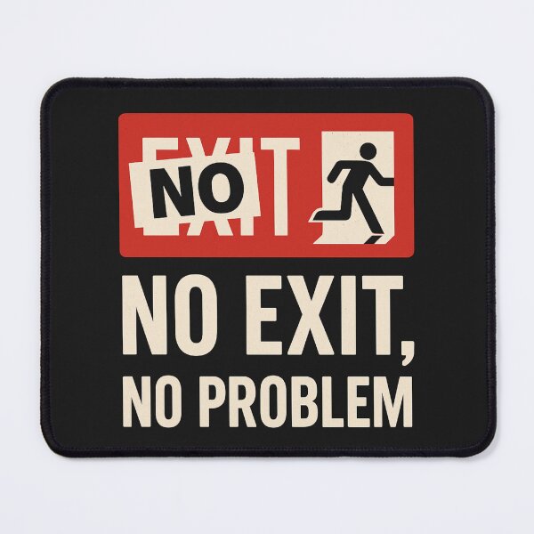 Item preview, No Exit, No Problem – Existential Exit Sign Parody designed and sold by PHILOSOPHY-SWAG.