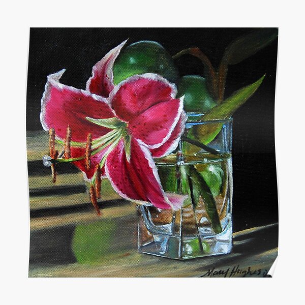 Stargazer Lily and Green Apples Poster