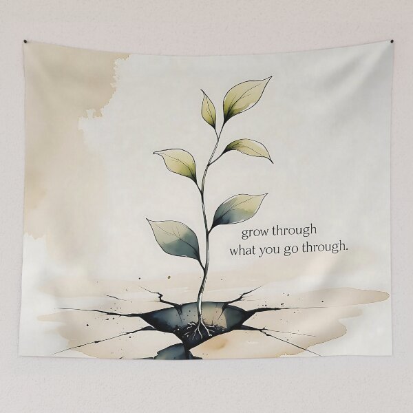 Item preview, Grow Through What You Go Through Minimal Watercolor Plant designed and sold by Mos Thainique.