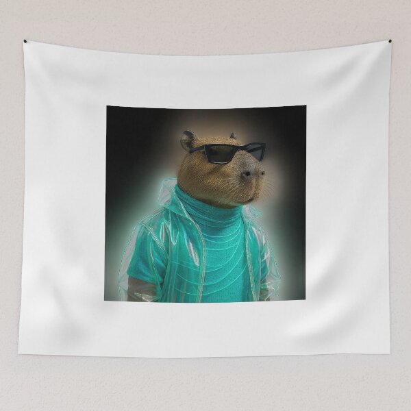Item preview, Cool Capybara in Futuristic Transparent Jacket designed and sold by supakor.