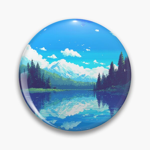 Item preview, Retro Pixel Mountain Lake designed and sold by Christian Weiss.