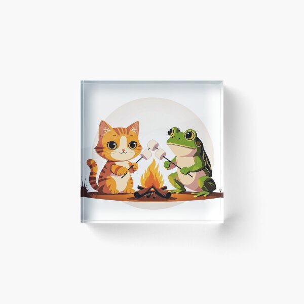 Item preview, Cat & Frog Around the Campfire designed and sold by sakharumoowan08.