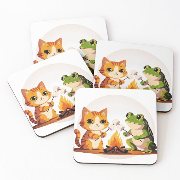 Item preview, Cat & Frog Around the Campfire designed and sold by sakharumoowan08.