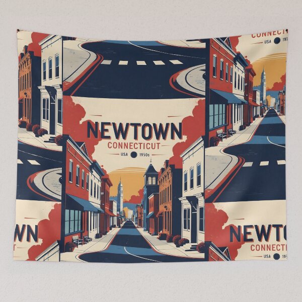 Item preview, Newtown Connecticut 1950s USA Vintage Travel Tourism designed and sold by TravelersGems.