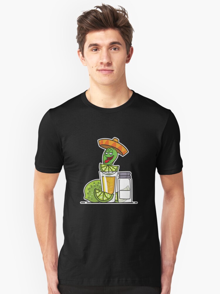 Alternate view of Tequila Worm Drinking Slim Fit T-Shirt