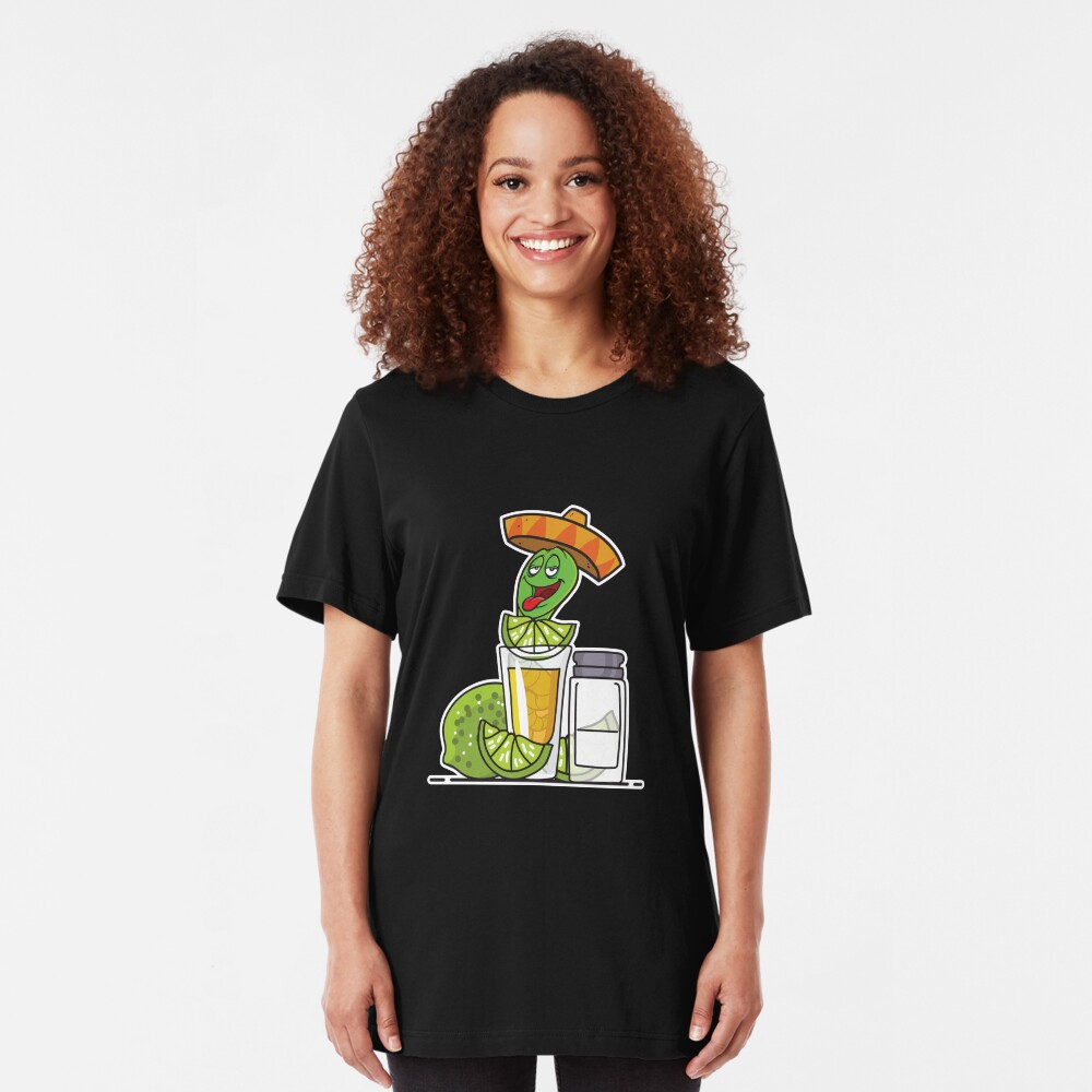 Tequila Worm Drinking Slim Fit T-Shirt
