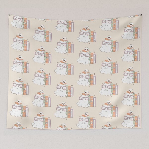 Item preview, Sleeping bookish cute ghost designed and sold by FatBirdie.