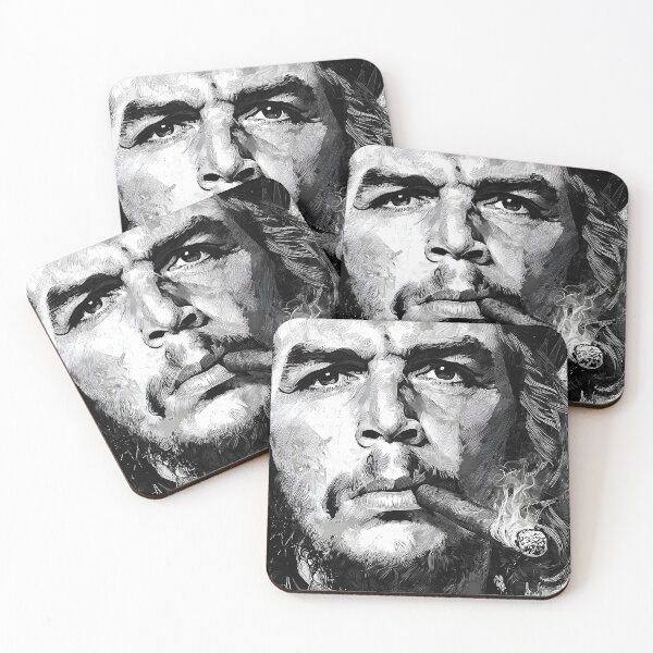 Item preview, Timeless Rebel in Smoke - Black and White Portrait of Che with Cigar and Fierce Expression designed and sold by OlfactoART Studio.