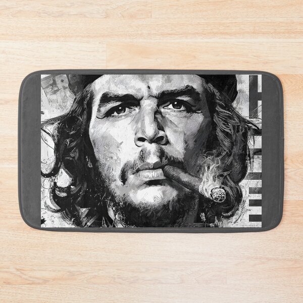 Item preview, Timeless Rebel in Smoke - Black and White Portrait of Che with Cigar and Fierce Expression designed and sold by OlfactoART Studio.