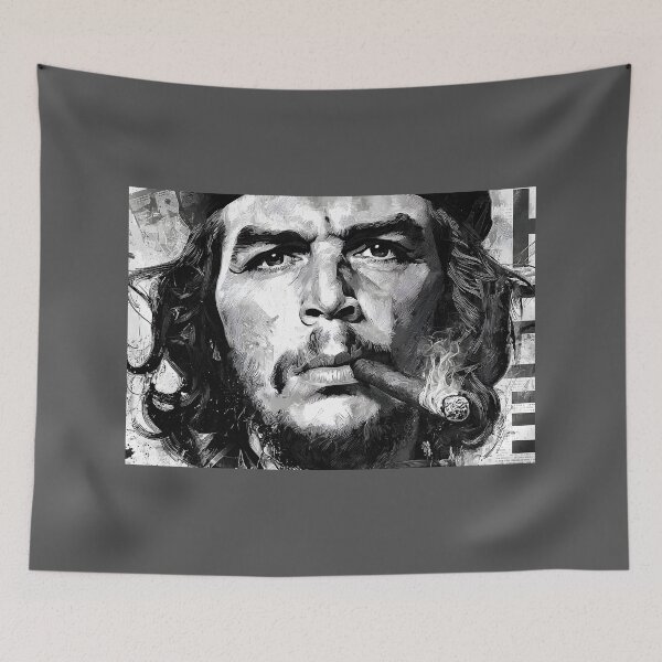 Item preview, Timeless Rebel in Smoke - Black and White Portrait of Che with Cigar and Fierce Expression designed and sold by OlfactoART Studio.